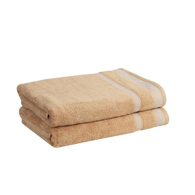 Mafatlal Premium Cotton Bath Towel 1100 Gsm | Quick Dry, Durable Long Size Towel- Pack Of 2 (Brown)