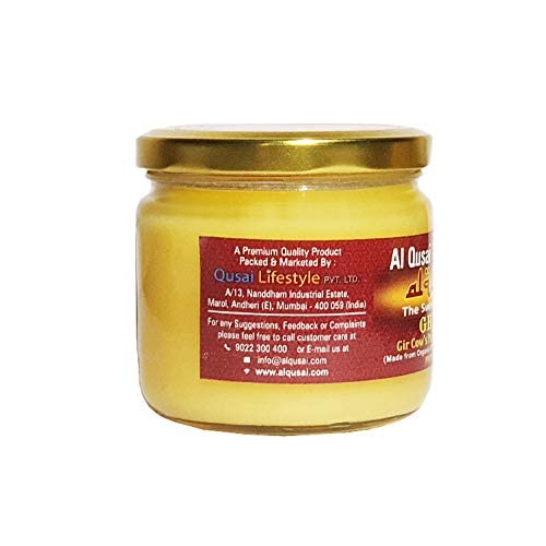 100% Pure Gir Cow'S Pure Desi Ghee By Al Qusai | Good Source Of Energy & Nutrients Healthy Desi Ghee Perfect For Parathe | (250ml) 8.4 Ounce | Jar Pack