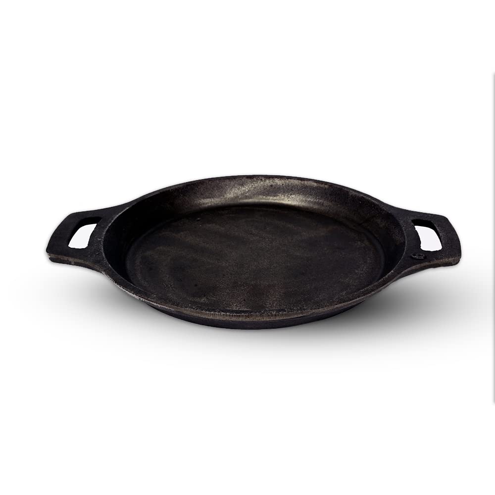 Pre-Seasoned Black Cast Iron Fish Fry Pan With Double Handle - Medium 25 Cm, 9.8 Inch, 2 Kg | Induction Friendly, Nonstick Fish Fry Pan, 100% Pure & Toxin Free, No Chemical Coating