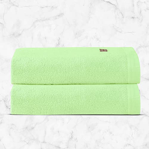 Spread Spain Bamboo Bath Towels 360 Gsm | Large Size Bamboo Bath Towel High Absorbent & Soft Bath Towel For Men & Women 2 Piece (Lime)