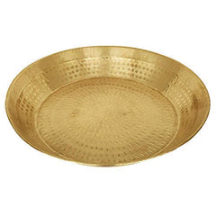 Golden Pure Brass Hammered Parat - Handmade Parat Platter 16 X3.5 Inch | Parat For Aata Flour Mixing - Atta Parat