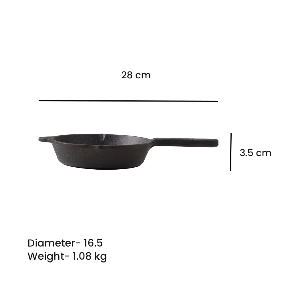 Pre-Seasoned Black Cast Iron Fry Pan Or Skillet With Long Handle - Very Small, 15.2 Cm, 6 Inch, 0.42 Liter, 1.1 Kg | Induction Friendly, Nonstick Fry Pan, 100% Pure & Toxin Free, No Chemical Coating