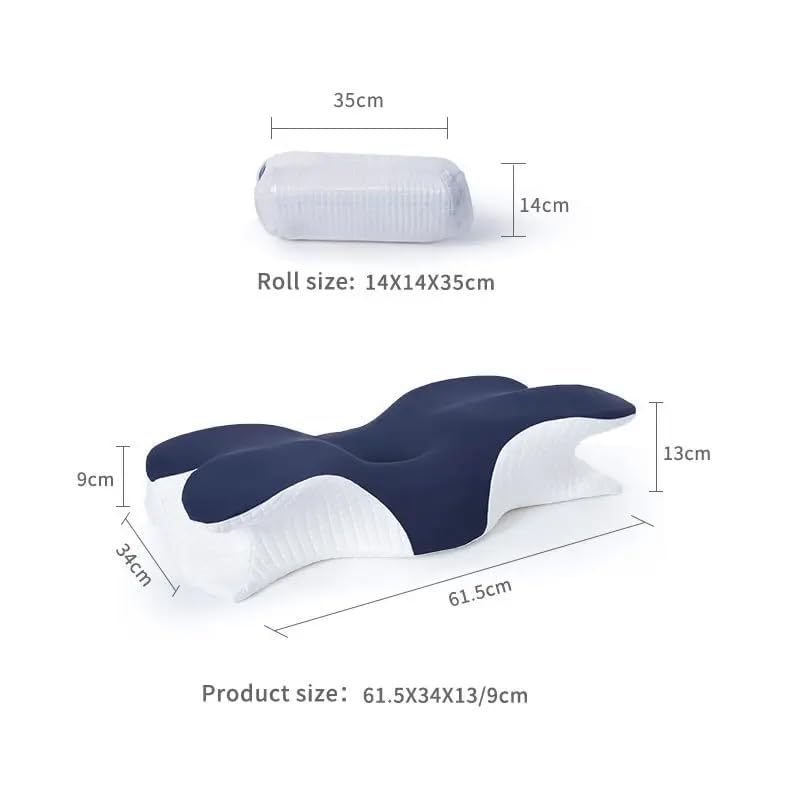 Orthopedic Cervical Pillow For Neck & Shoulder Pain Relief, White & Black | Ergonomic Memory Foam Pillows For Sleeping | Ideal For Spinal Alignment Spondylitis & Contour Pillow - Design 7