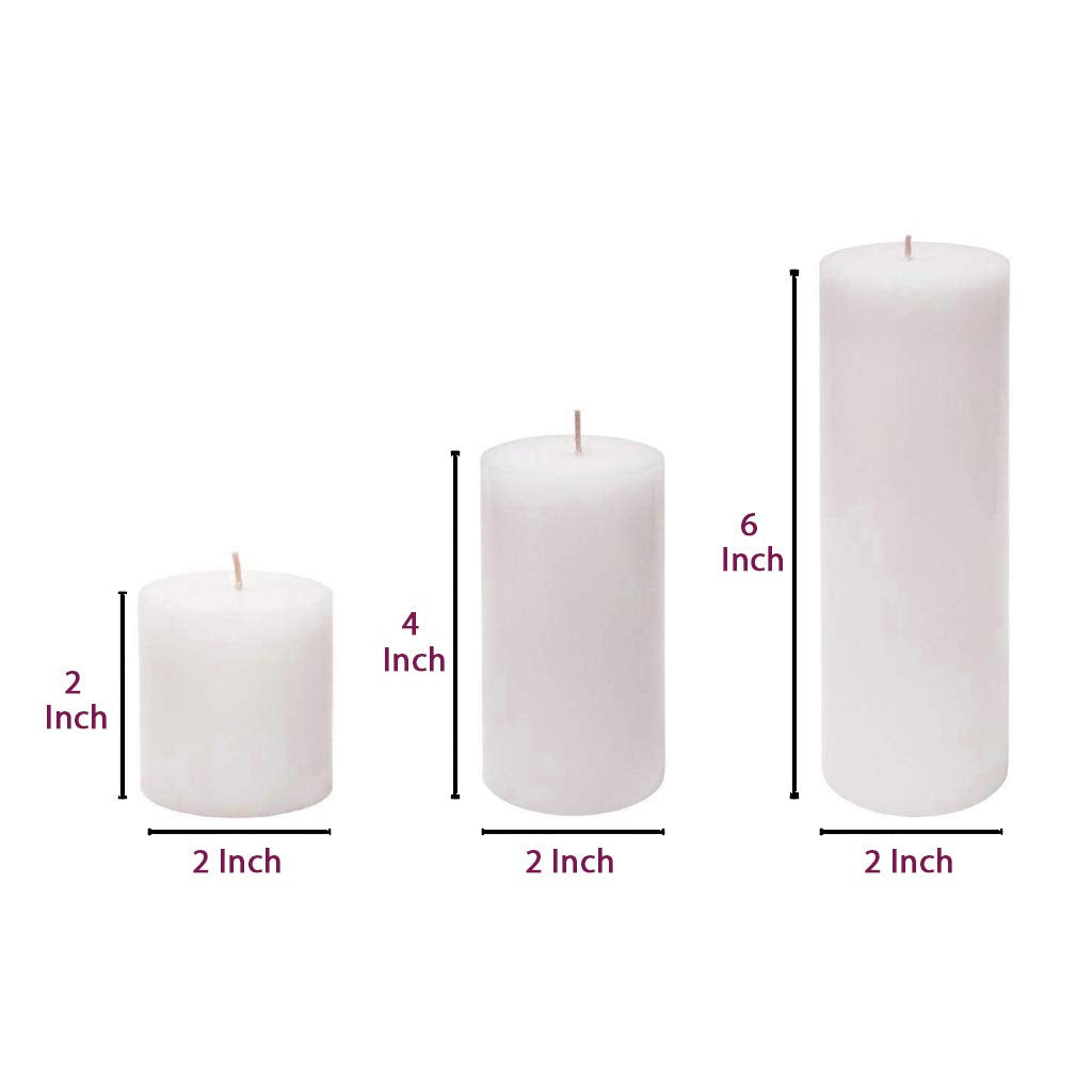 WHITE PILLAR CANDLES SET OF 3 PARAFFIN WAX | PERFECT FOR ROMANCE PURPOSE CANDLES
