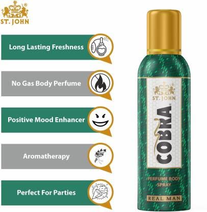 St. john Cobra Real Men Perfume Long Lasting Body Spray 100ml 3.4 Fl.oz. | Perfect For Daily Office Wear