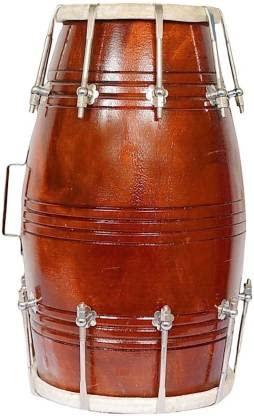 Handmade Nut & Bolts Dholak - Brown | Perfectly Symmetric Round Dholak - Dholak For Festival, Wedding, Satsang | Very Easy To Tune