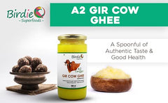 Natural A2 Certified Sahiwal Desi Cow Ghee By Birdie Superfoods | Rich In Nutrients Flavor Healthy Desi Ghee | 500ml (250ml * 2) 16.9 Ounce | Glass Bottle