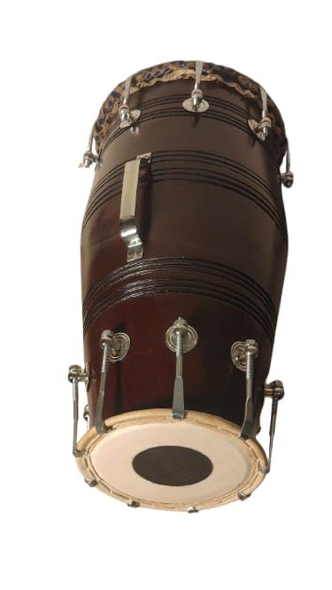 20 To 21 Inches Naal Wooden Dholki, Brown - Hand Beaten Acoustic Materials | Suitable For Intermediate To Professional Level Players