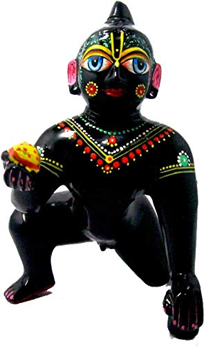 Ashtadhatu Brass Laddu Gopal Idol, Bal Gopal Ji, Black, Metal, Idol - 6 Cm, Little Krishna, Makhan Chor Statue, Special Occasion - Decorative, Baby Krishna Murti, Home Décor Idol