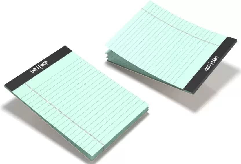 Writeup Pad For Office, Notes Writing, Premium, A5 Paper Ruled Note Pad 100 Pages (Green) 6pcs
