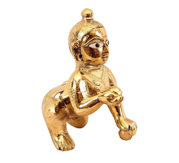 Ashtadhatu Laddu Gopal Idol, Bal Gopal, Thakur Ji, Gold, Brass, Idol - Size No.1, Laddoo Gopal Janmashtami Special For Home Temple, Metal Kanha Ji, Religious, Occasion & ?Festival Statue
