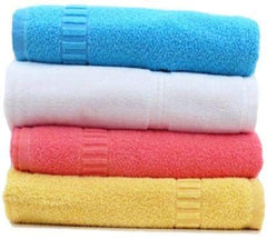 Ayus Cotton Bath Towel 1600 Gsm (Blue, White, Yellow & Pink) - Pack Of 4