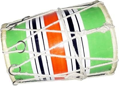 Pure Handmade Miniature Musical Instruments Wooden Kids Dholak - Green | Professional Grade Dholak, Made With Thoroughly Dried Mango Wood - Perfectly Symmetric Round Dholak