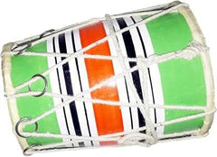 Pure Handmade Miniature Musical Instruments Wooden Kids Dholak - Green | Professional Grade Dholak, Made With Thoroughly Dried Mango Wood - Perfectly Symmetric Round Dholak