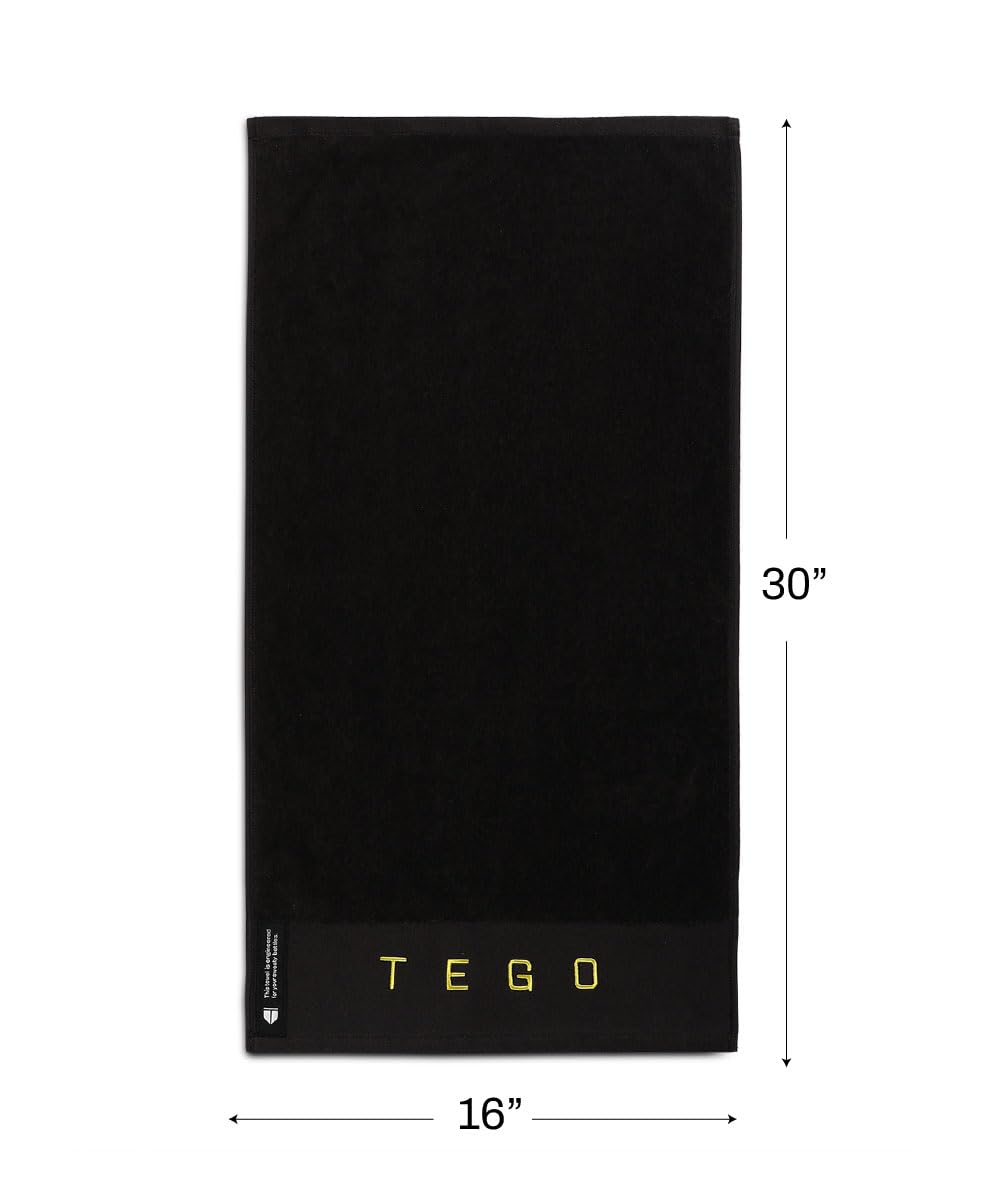 Tego Cotton Performance Sports Towel 100 Gsm - Gym, Work Out, Fitness Towel (Black)