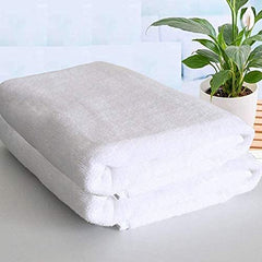 Maysha Creations 100% Cotton Large Full Size Bath Towels 800 Gsm | Super Soft Absorbent Antibacterial Full Large Size Bath Towel (White) - 2 Pcs