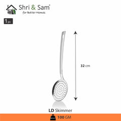 Silver Stainless Steel Skimmer, 32cm | Durable, Rust Free & Dishwasher Friendly - Stainless Steel Poni