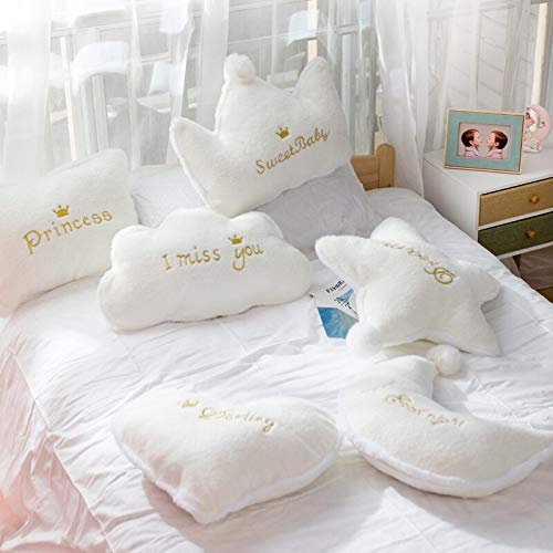 Polyester Kids Cute Heart Shaped Pillow, Darling Fluffy Fur Cot Cushion, White - 16 X 16 Inch | Bed & Sofa Pillow, Washable, Super Soft Pillow Cushion - Pack Of 1