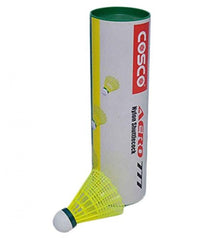 Cosco Aero 777 Badminton Shuttlecocks , Nylon | Green Cap , Pack Of 6 For Adults