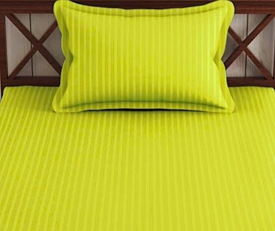 Single Elastic Fitted Bedsheet With 1 Pillow Covers - 30 X 72 Inches, Yellow | Breathable & Wrinkle Free, Soft Touch Print Sheet