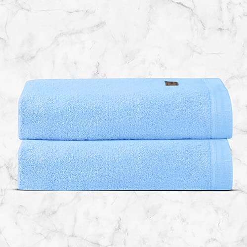 Spread Spain Bamboo Bath Towels 360 Gsm | Large Size Bamboo Bath Towel High Absorbent & Soft Bath Towel For Men & Women 2 Piece (Light Blue)