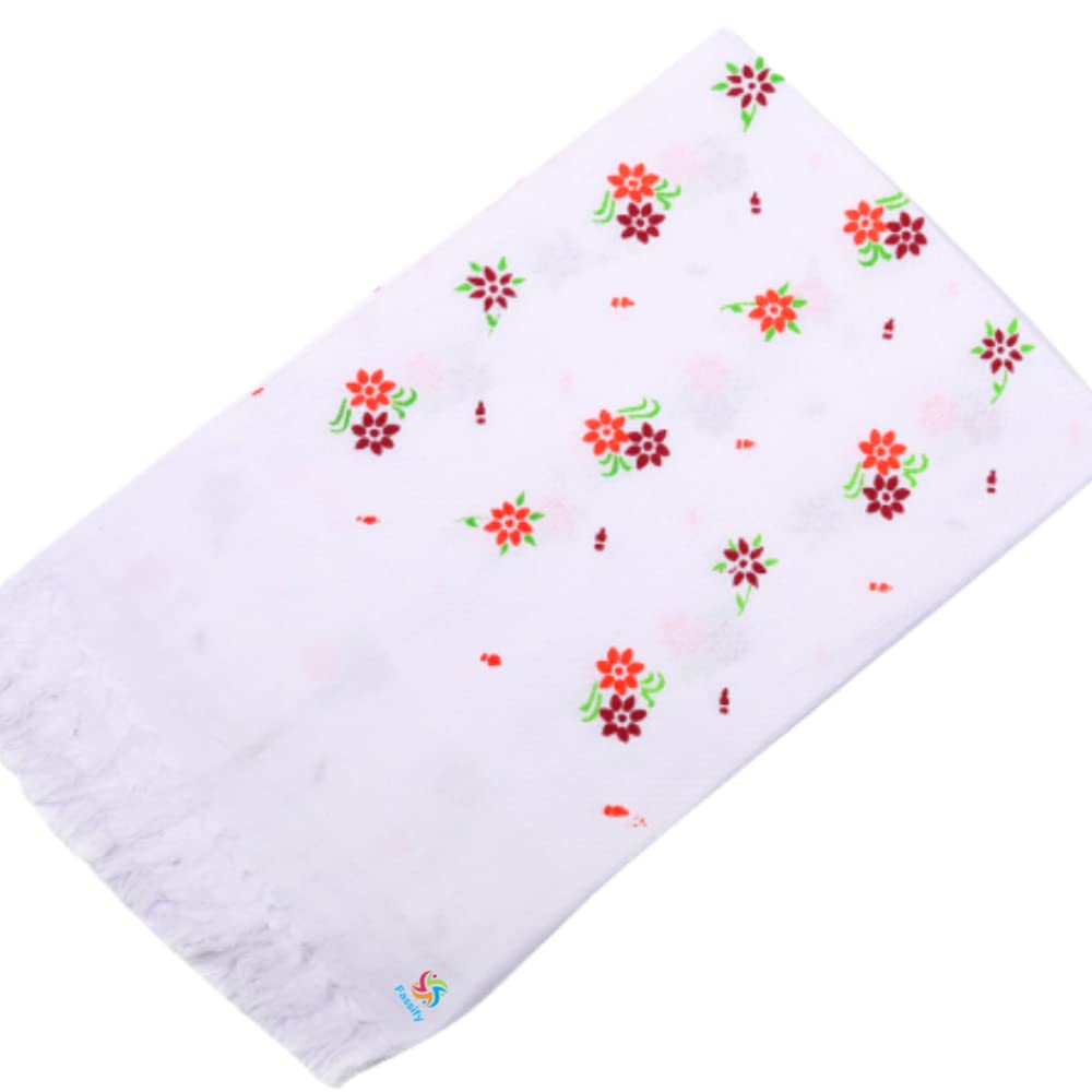 100% Cotton Premium White Printed Bath Towel 600 Gsm | Suitable For Bath, Travel, Hotel, Spa, Gym, Yoga, Saloon, Sports (2 Pcs)