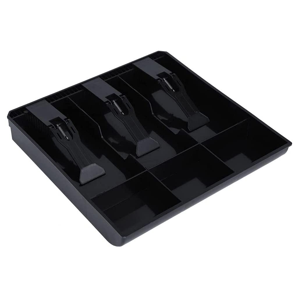 Slot Case Drawer, Counter Case Plastic Case Cash Register Box Cashier Coin Drawer Box Cash Drawer Tray 3 Slot Cash Tray, 24.6x24.4cm/9.68x9.60 In, Colour - Black