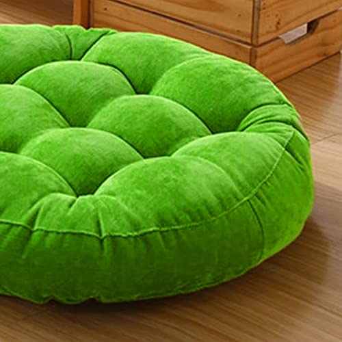 Round Velvet Floor Cushions Pillow For Living Room, Outdoor, Green - 50 X 50 Cm | For Floor Cushions, Tatami Cushion, Patio Cushion, Balcony Cushion, Floor Seating, Soft Pillow - Pack Of 2