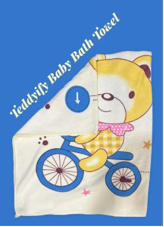 Teddyify Soft Cotton Baby Bath Towel 250 Gsm | Infants, New Born Babies Towel High Absorbent, Soft Cotton Premium Washcloth (Multicolor)