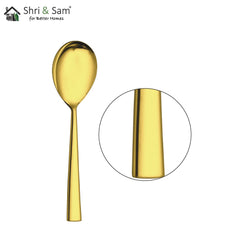 Stainless Steel Lotus Plain Gold PVD Coating Serving Spoon Set Of 2 Pieces | Easy To Clean & Dishwasher Safe