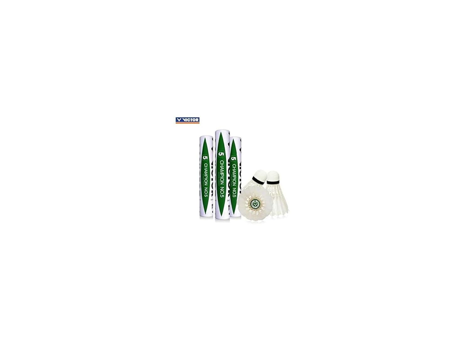 Victor Champion No 5 Duck Feather Badminton Shuttlecock Speed 76 , White | Pack Of 12
