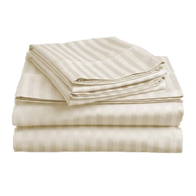 Super King Size Bedsheet For Double Bed With 2 Pillow Cover - 108 X 108 Inches, Cream | Durable & Easy Care Fade-Resistant, Wrinkle-Free
