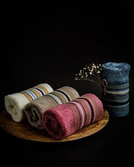 Mush Designer Bamboo Face Towel 600 Gsm | Ultra Soft, Absorbent & Quick Dry Face Towel - Emerald Blue, Ruby Red & Royal Beige (Set Of 3)