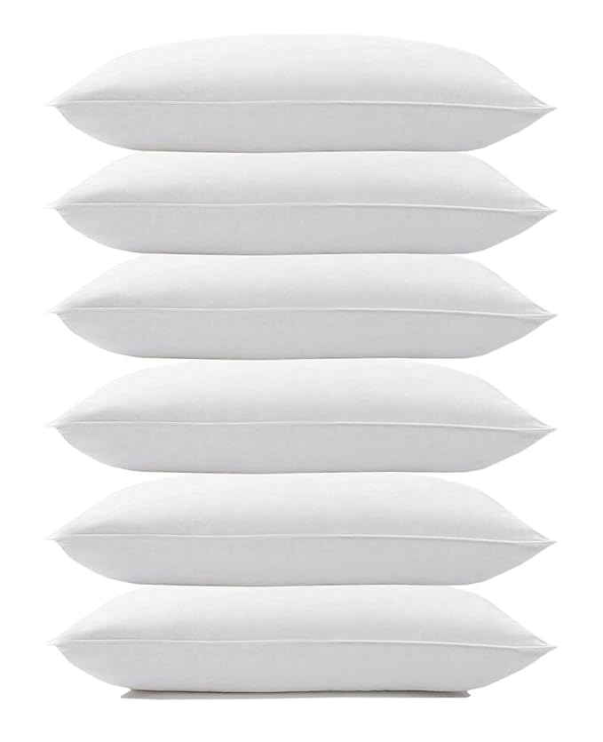 Microfiber Soft White Pillows, Pillows For Sleeping - 40x60 Cm | For Side Sleeper, Back Sleeper & A Stomach Sleeper, Need Neck & Shoulder Support Pillows - Set Of 6