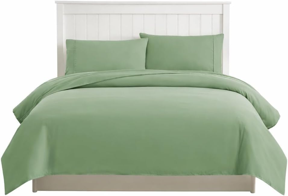 Perfect Flat Queen Size Bedsheet With 2 Matching Pillow Cover - 90 X 100 Inches, Sage Green | Natural Breathable & Wrinkle Free | 400 Thread Count