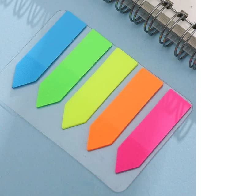 Index Tabs Arrow Flags, Fluorescent Self Sticky Notes, For College, School | 125 Pieces - 5 Colors