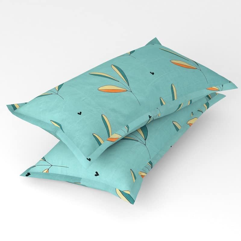 Printed Double Bedsheet With 2 Pillow Covers - 86 X 88 Inches, Sea Green | Soft Brushed Microfiber - Breathable & Wrinkle Free