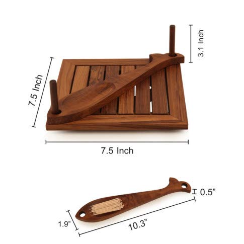 Brown Sheesham Wood Tissue Cum Toothpick Holder | Napkin Stand, Tissue Paper Holder - Tableware Table Top Holder