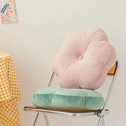 Flower Shaped Floor Cushion Pillow, For Kids Room, Living Room, Yellow - 16 X 16 Inch | Bedroom, Patio, Luxury Furnishing For Kids Room, Velvet Cushion, Washable - Pack Of 1