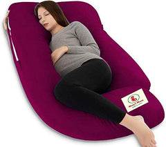 Premium Multipurpose Microfiber Pregnancy Pillow For Pregnant Women - Wine | 100% Cotton, Zippered Cover, Lightweight, Removable Wine Cover, Full Body Pillow, Soft Pillow - Pack Of 1