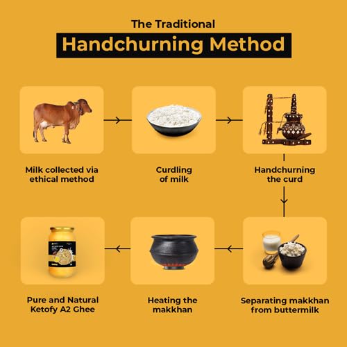 100% Pure A2 Desi Cow Ghee By Ketofy | Healthy & Pure Kankrej Cow Ghee Easily Digestible Good For Parathe | (500ml) 16.9 Ounce | Jar Pack