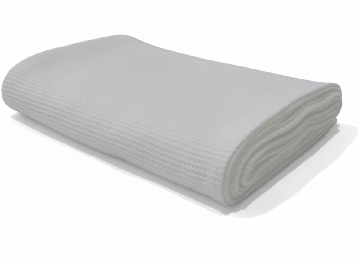 Go Green Organics Gots Certified Waffle Bath Towel 600 Gsm | Super Absorbant & Quick Dry, No Softeners, Environment Friendly Bath Towel (White)