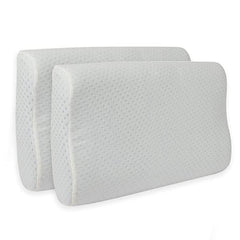 Memory Foam Pillow For Sleeping, Cool Gel Cervical Contour Orthopedic Bed Pillow | White Pillow, For Neck Shoulder Back Pain Relief, Washable Cover, Comfortable Pillows - Pack Of 2