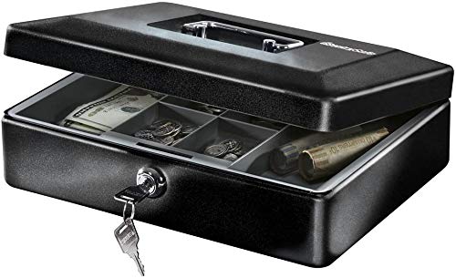 Big Size Cash Box With Key Money Tray & Lock, Money Box With Cash Tray 12- Inch, Size-30 X 22 X 9 Cm, Colour - Black, Material - Metal