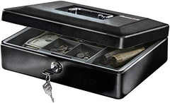 Big Size Cash Box With Key Money Tray & Lock, Money Box With Cash Tray 12- Inch, Size-30 X 22 X 9 Cm, Colour - Black, Material - Metal