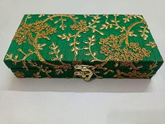 Decorative & Attractive Box Cash Box, Shagun Box, Jewellery Box, Money Box Envelop Wedding, Gift Box, Bangel Box With Embroidery Design Pack Of 1, Colour - Green