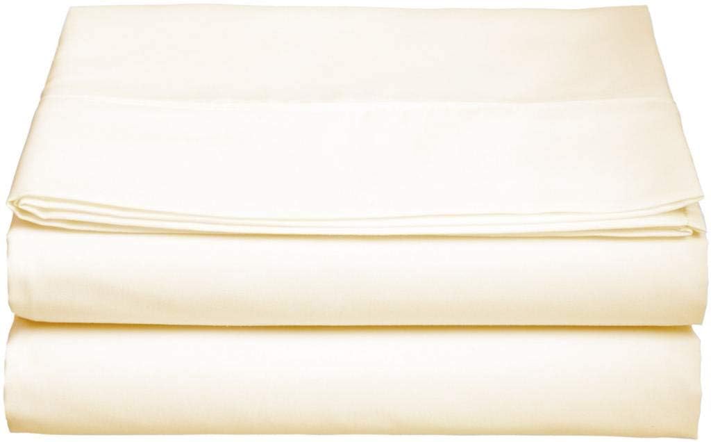 100% Cotton Double Bedsheets King Size - 108 X 108 Inches, Ivory | 750 Thread Count Sateen Finish Luxuries - Ideal For Guest Room, Hotel Quality | 1 Piece Bed Sheet