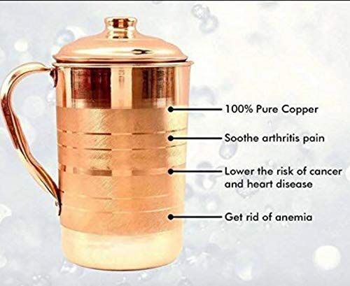 Pure Copper Handcrafted Water Storage Jug With A Lid - 2 Liters | Classy Look & Attractive Design