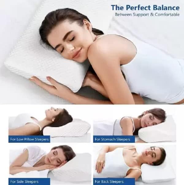 Orthopedic Pillows For Sleeping, Memory Foam Pillows, For Pain Relief - White | Cervical Contour Pillows, Medical Cushions, Anti Snoring Cushion For Good Sleep - Adjustable Pillow