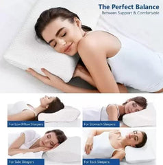 Orthopedic Pillows For Sleeping, Memory Foam Pillows, For Pain Relief - White | Cervical Contour Pillows, Medical Cushions, Anti Snoring Cushion For Good Sleep - Adjustable Pillow